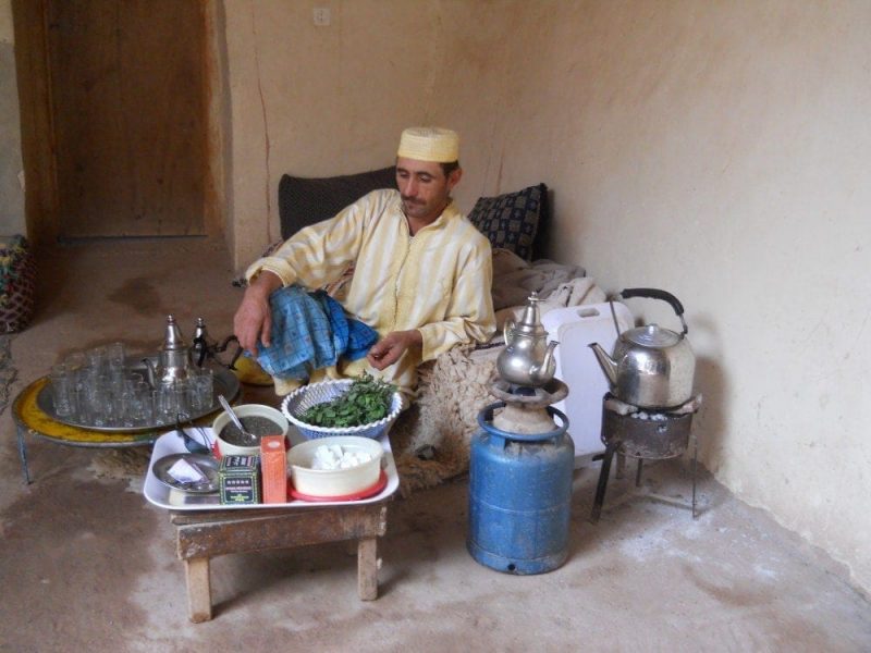 Moroccan man having tea
