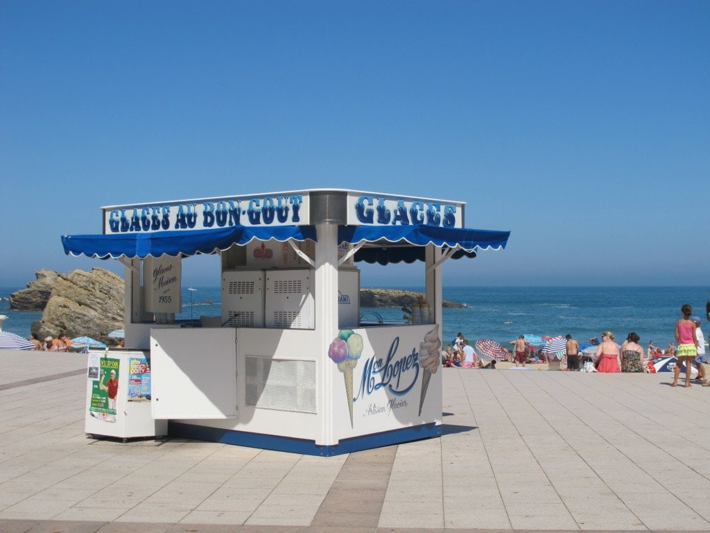 ice cream stand on the beach in Biarritz France