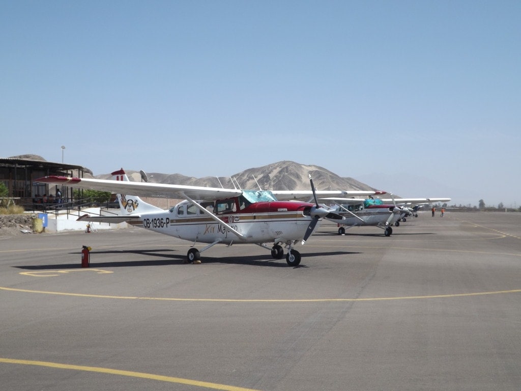 Tiny planes at Nazca Airport in Peru