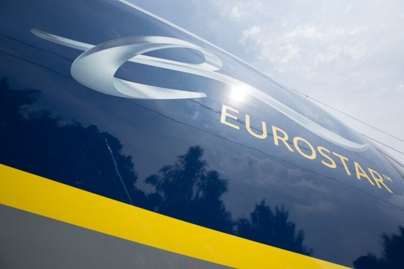 Close up of the Eurostar logo on the side of a train. Eurostar standard vs standard premier.