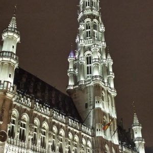 Brussels city hall at night
