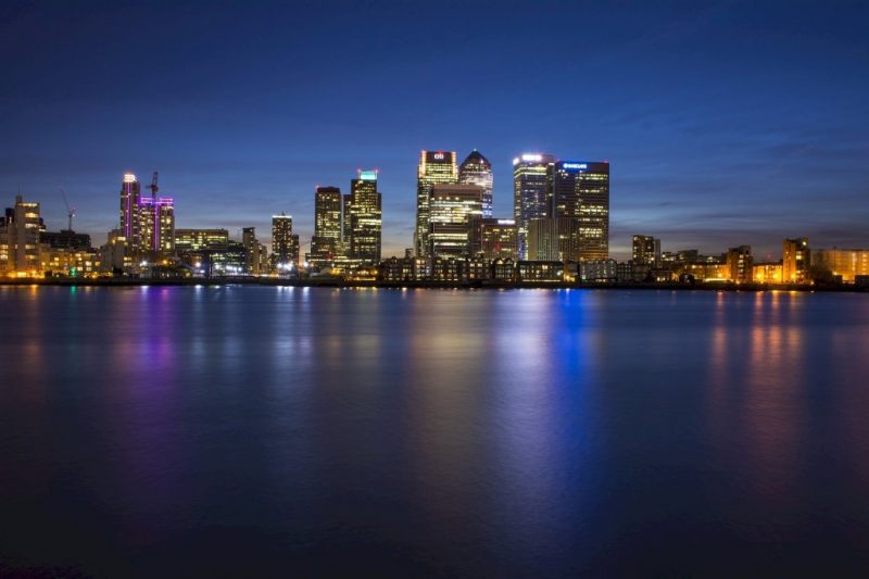 Canary Wharf at night