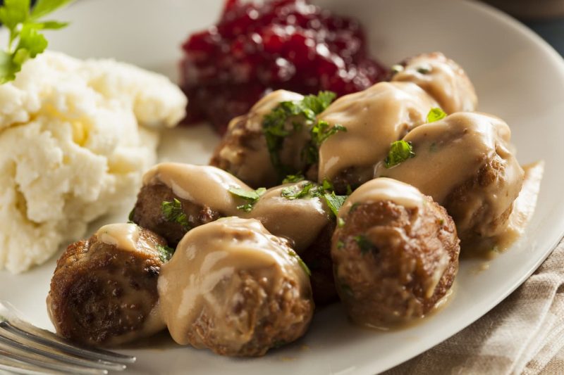 Traditional Swedish food Meatballs with Cream Sauce