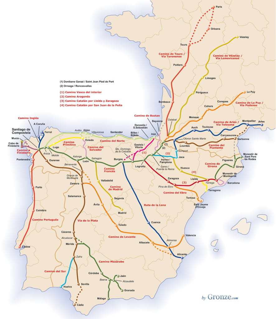 Camino De Santiago Northern Way Map Trekfeet Camino De Santiago Northern Way Map Trekfeet