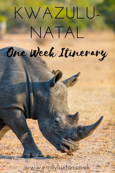One Week Itinerary for KwaZulu-Natal province in South Africa.