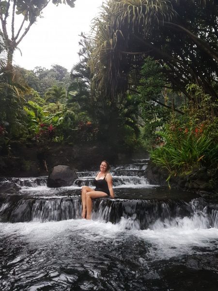 girl in the hot springs at La Fortuna