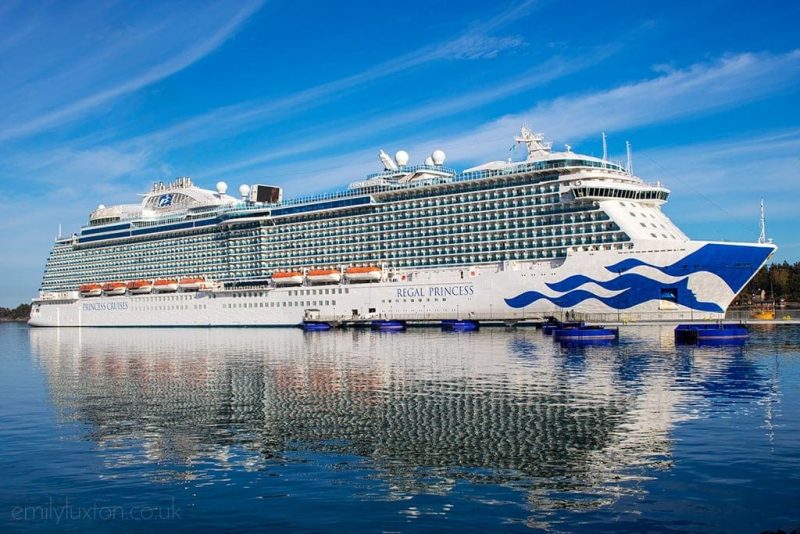 Shot of a cruise ship on the sea against a blue sky - Regal Princess Review