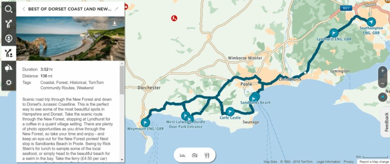 dorset coast road trip map