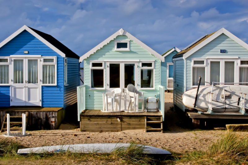 Beach huts at mudeford sandbank in Dorset