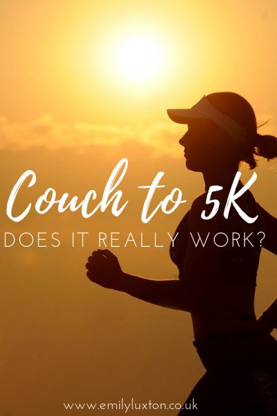 Poster style image with a woman running silhouetted against a sunset with a title in white writing over the top which reads: Couch to 5K does it really work?