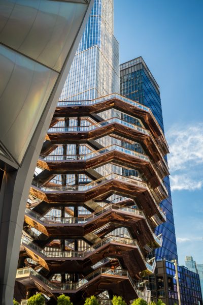 The Vessel NYC copper coloured building