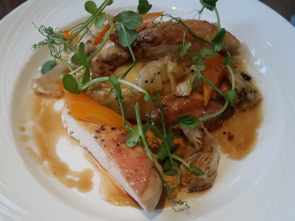 Chicken dinner at Headlam Hall