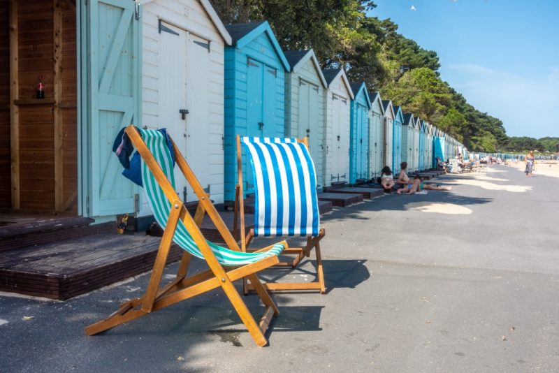 Beach huts and deckchair at Mudeford