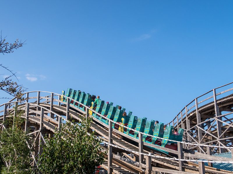 Wooden rollercoaster at a funfair