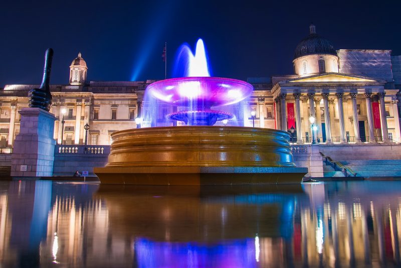 Trafalgar Square at night