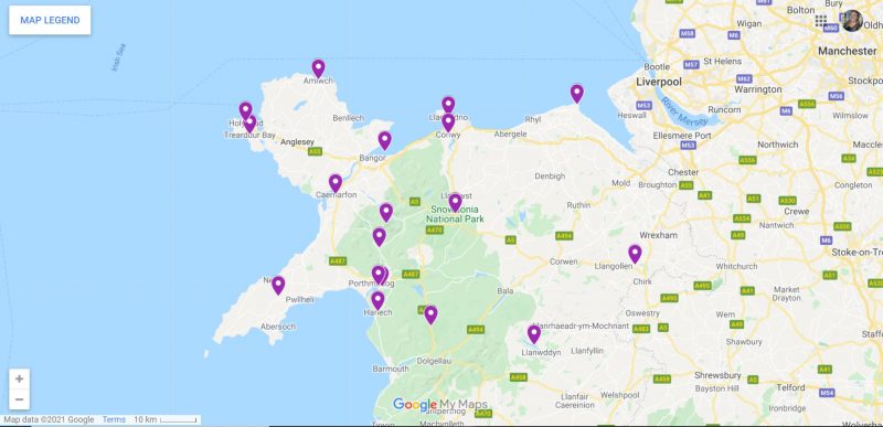 Places to Visit in North Wales Map