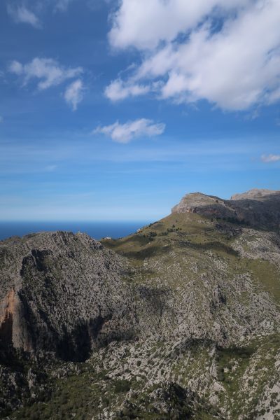 mountains with sea behind in Majorca Spain