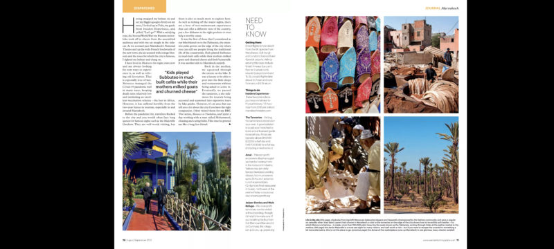 screenshot of a magazine article about Morocco open in landscape mode on the readly app on a smartphone