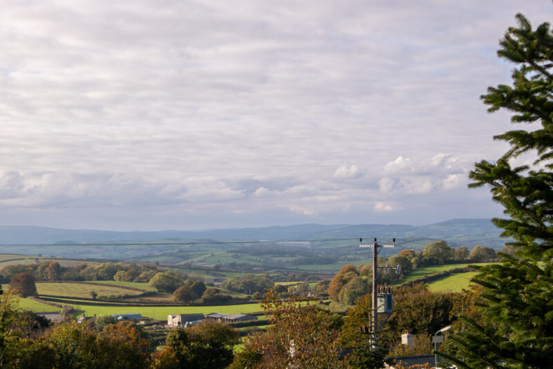 View of countryside with grey sky